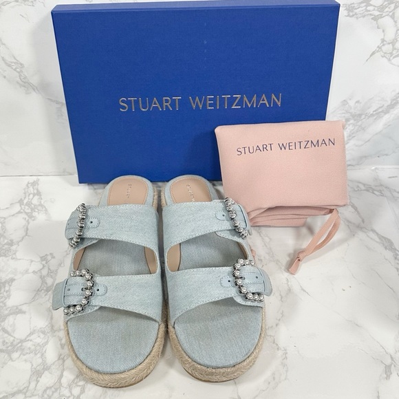 Stuart Weitzman Tomi Pearl Espadrille Slides - Picture 2 of 15